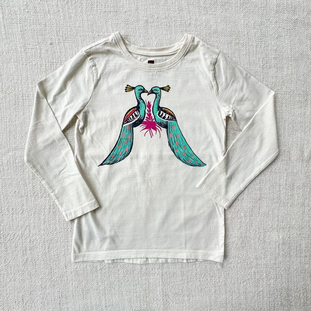 Tea Collection White Peacock Graphic Tee VGUC 6